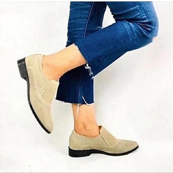 Free People Brady Loafer Lt Tan Slip On Leather Casual Boho Pointed Toe … - Picture 1 of 11